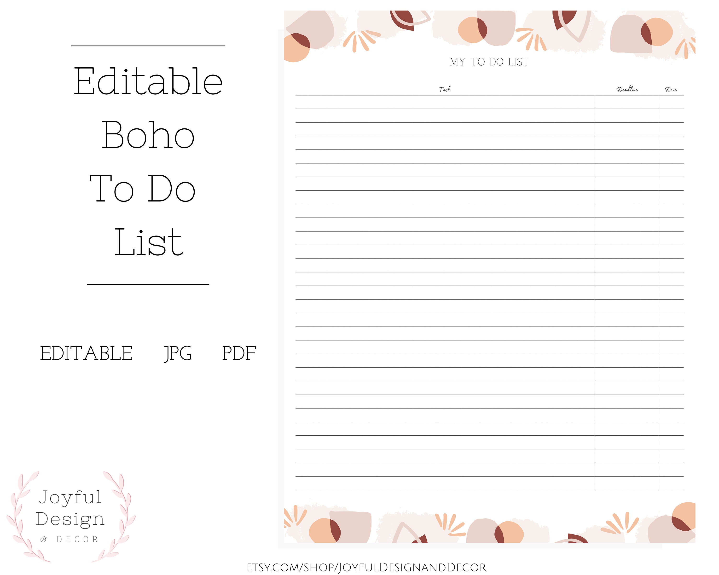 Boho to Do List Printable to Do List Task Template Boho - Etsy