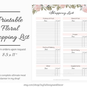 printable grocery list blank shopping list 85 x 11in etsy