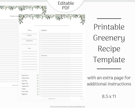Editable Recipe Book Template from Thirty Handmade Days