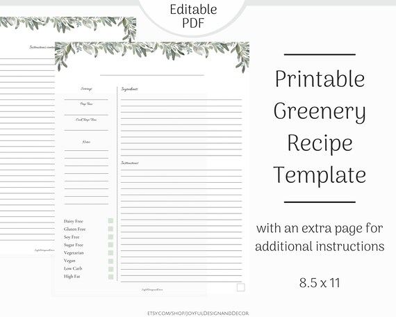 Blank Recipe Book Printable Template, Blank Pages Sheet Organizer Binder,  DIY, Kitchen Cookbook, A4 & Letter Stock Illustration