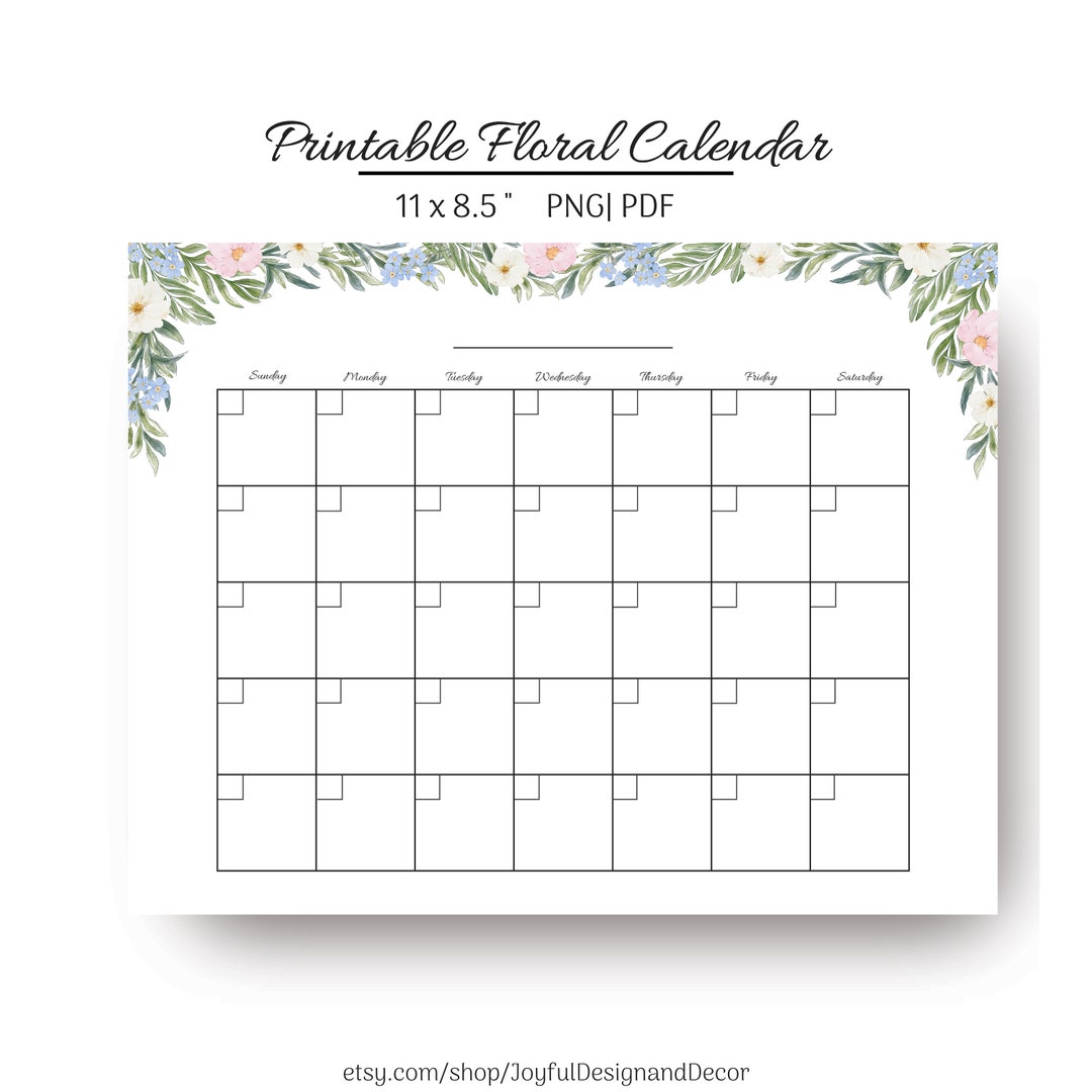 Botanical Printable Calendar Greenery Desk Calendar Blank Printable ...