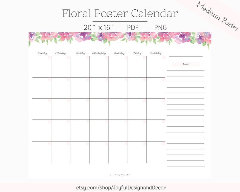 Floral Desk Calendar Printable Desk Calendar Undated Calendar Printable Floral Desk Calendar Printable Desk Calendar Undated Calendar Printable