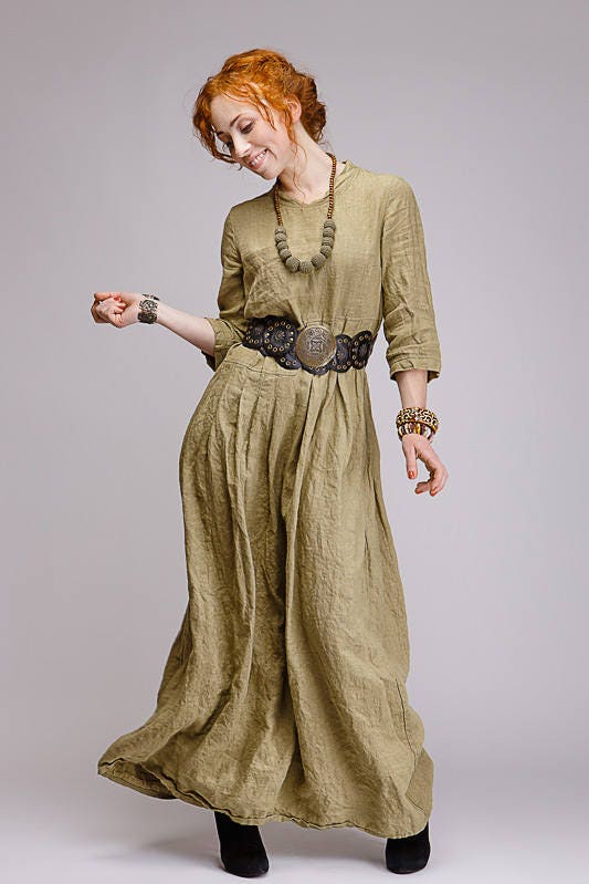 Boho style pure linen dress Etsy