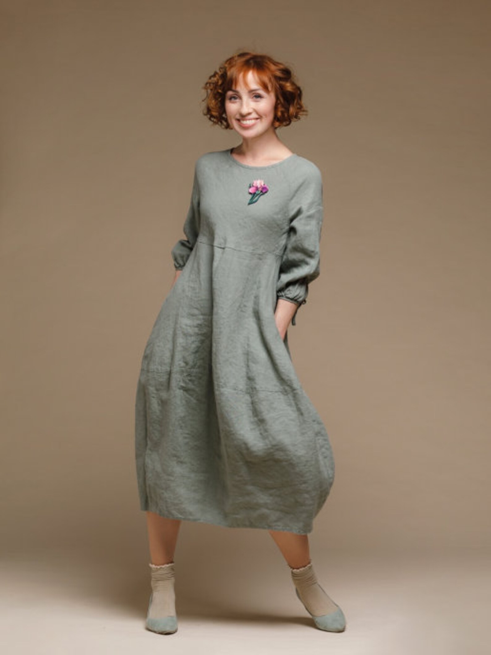 Boho style Linen dress flax dress linen padded linen dress Etsy