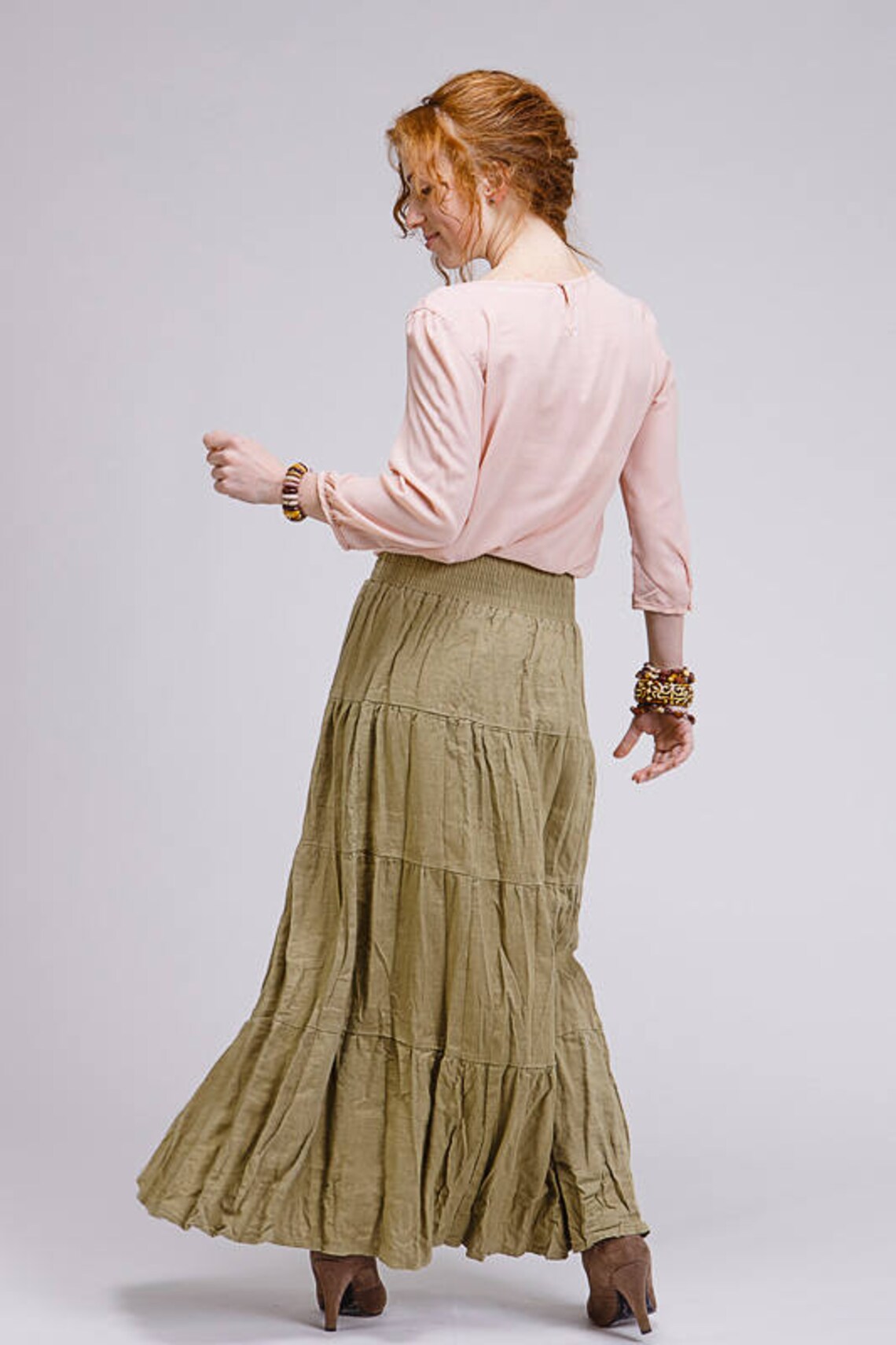 Boho style Pure linen skirt Etsy