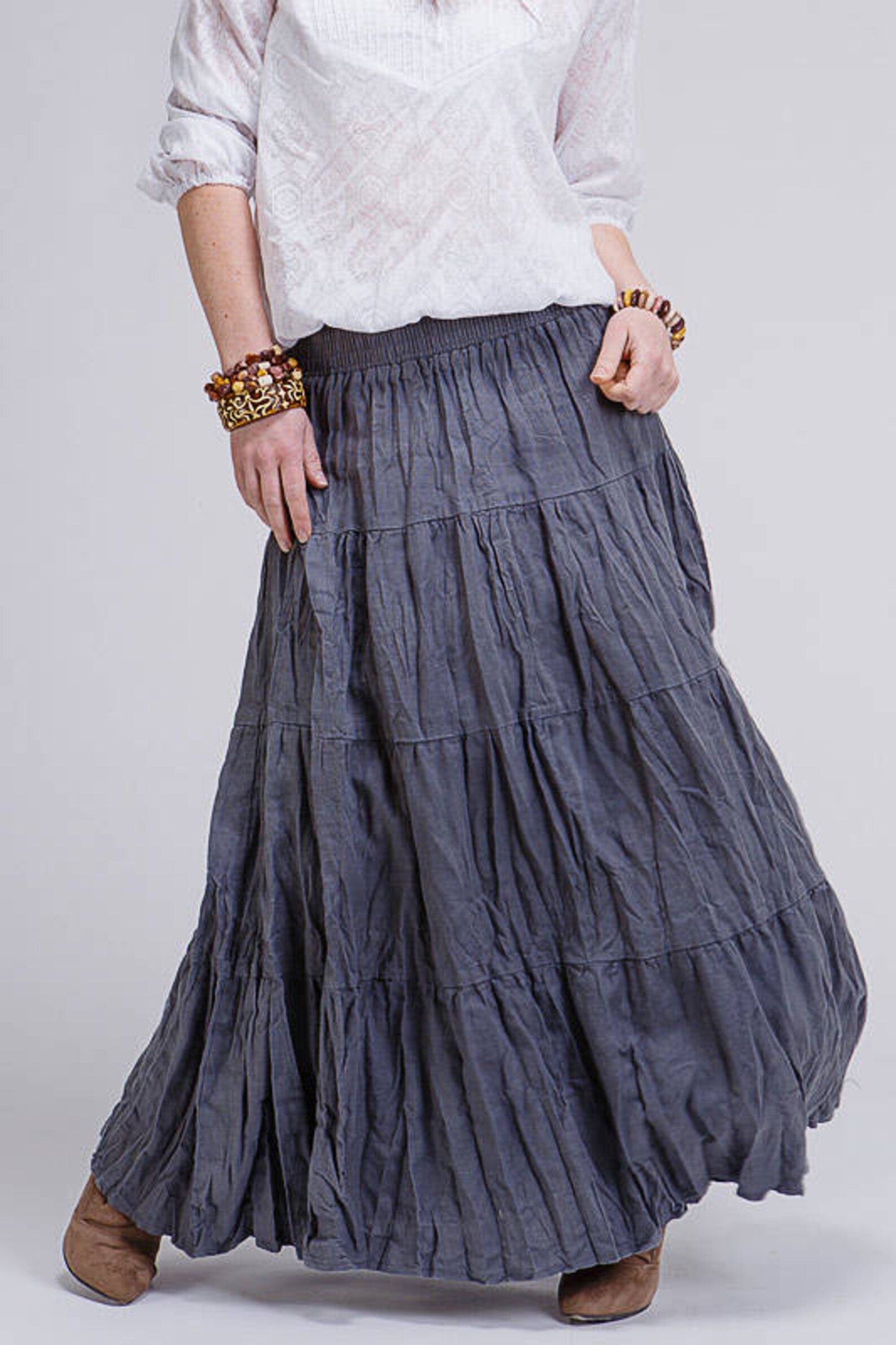 Boho style Pure linen skirt Etsy