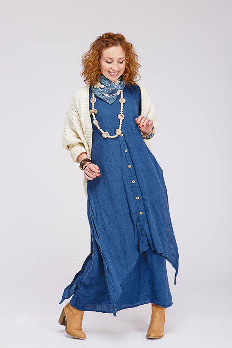 Boho style pure linen dress Etsy