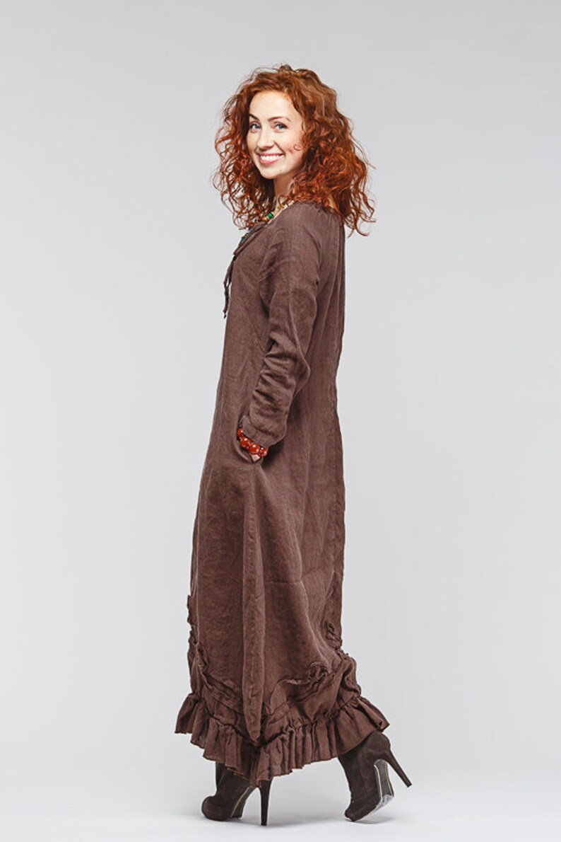 Boho style pure linen dress Etsy