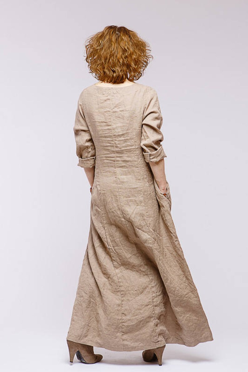 Boho style pure linen dress Etsy