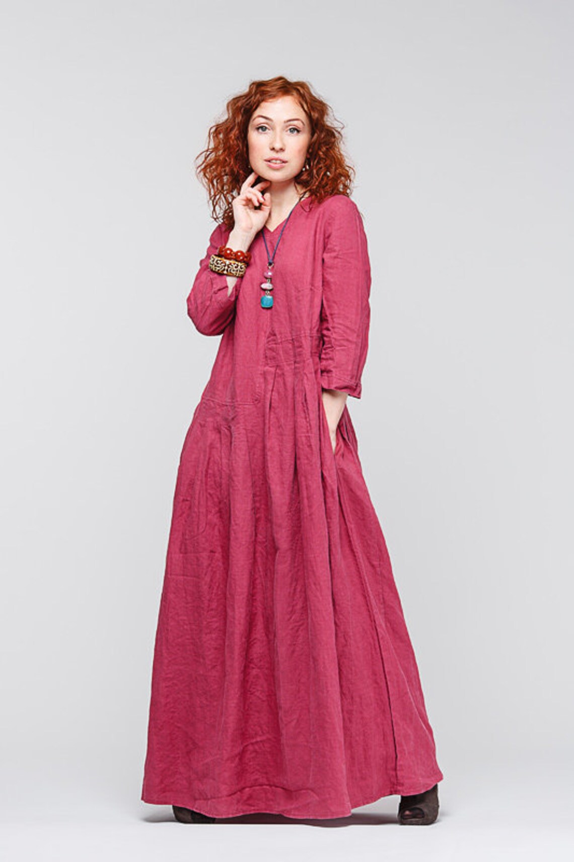 Boho style pure linen dress Etsy