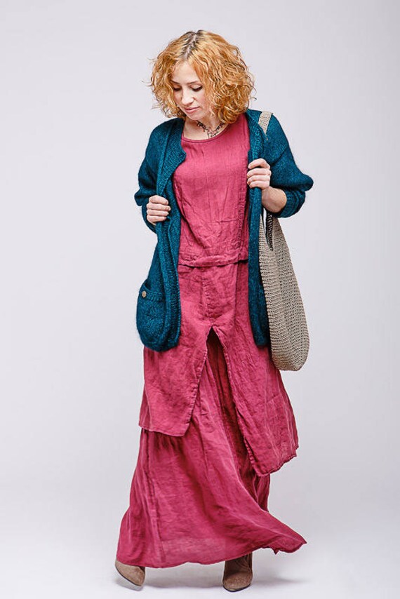 Boho style pure linen dress Etsy