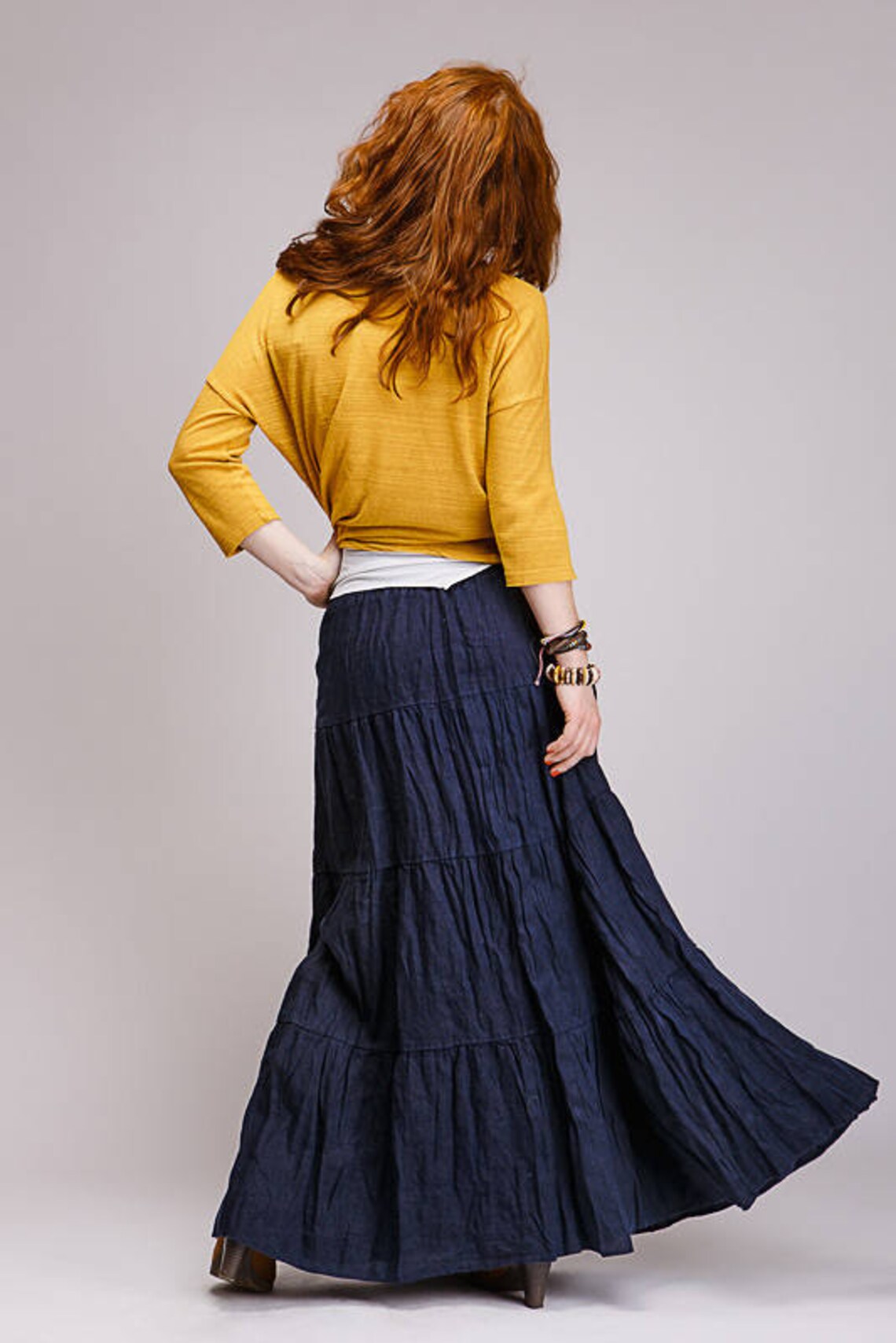 Boho style Pure linen skirt Etsy