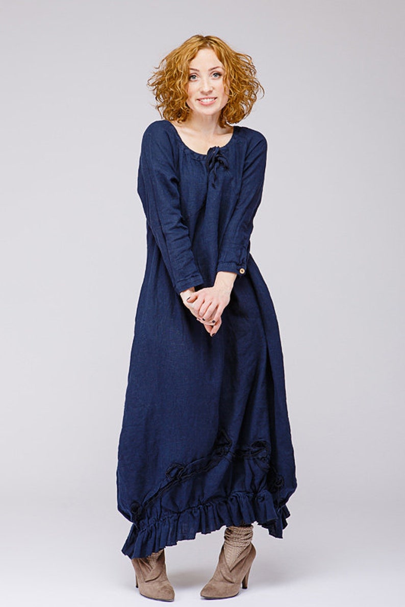 Boho style pure linen dress Etsy