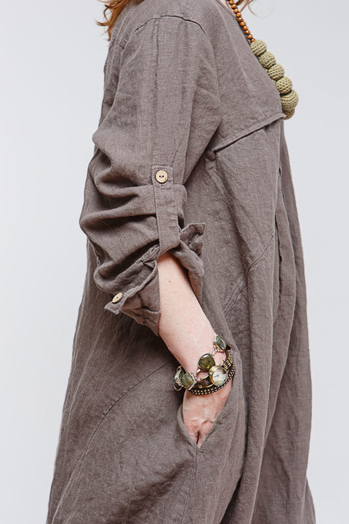 Boho Style Pure Linen Dress Etsy