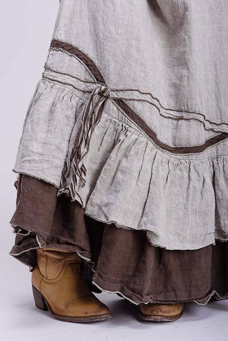 Boho pure linen skirt Etsy