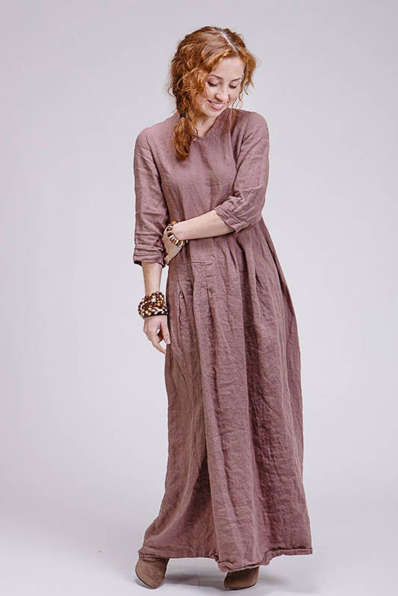 Boho style pure linen dress Etsy