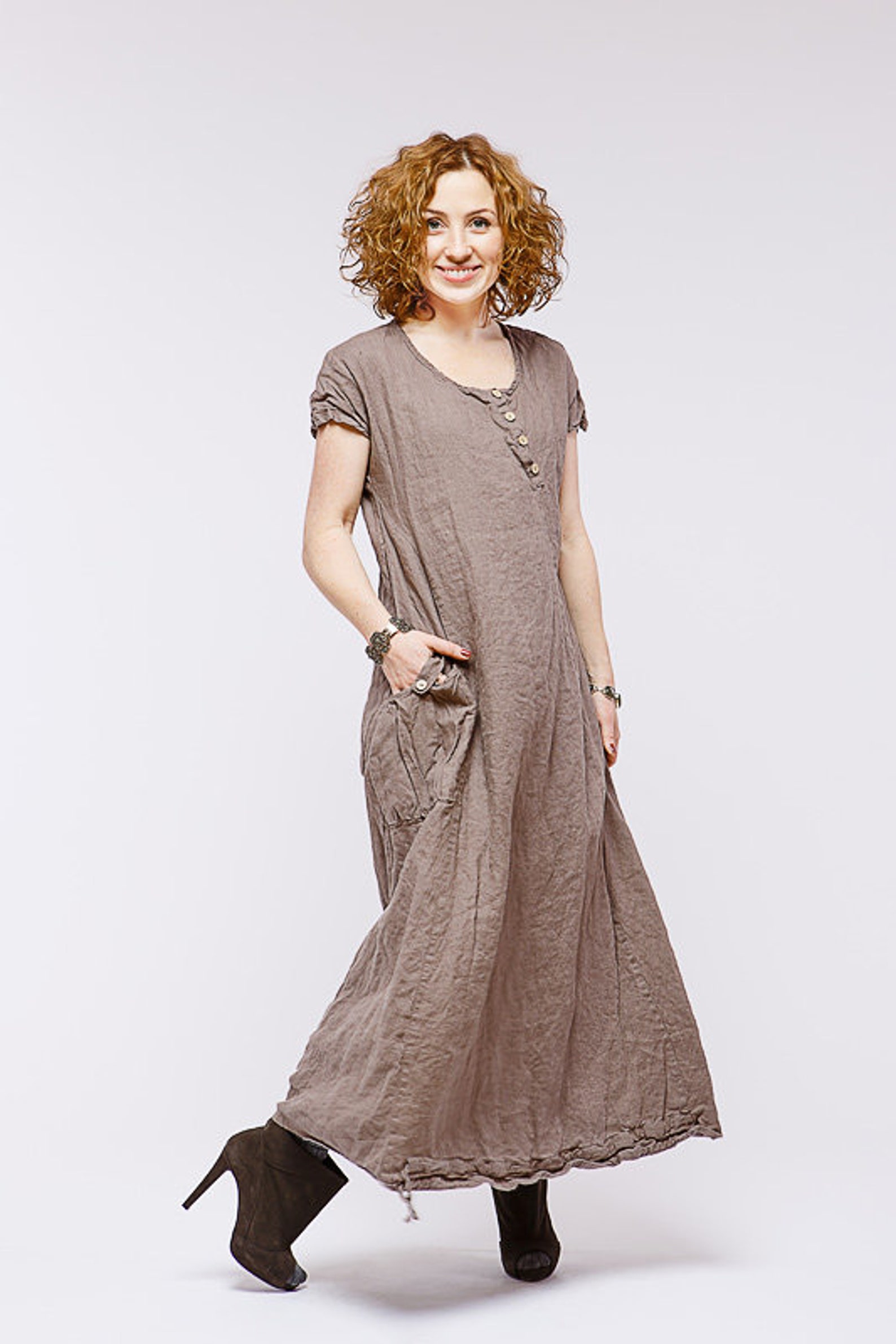 Boho style pure linen dress Etsy