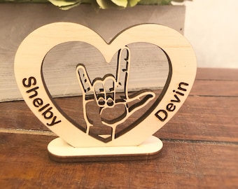 Valentine's Day Sign Language I Love You Stand up Plaque