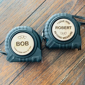 Unique Personalized and engraved Valentine’s Day gift for him - measuring tape