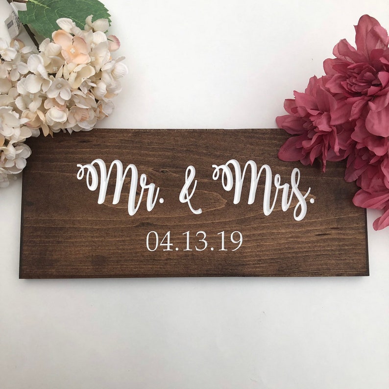 Mr. and Mrs. wooden sign Established
