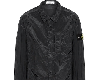 STONE ISLAND metallic nylon Overshirt Jacke Schwarz