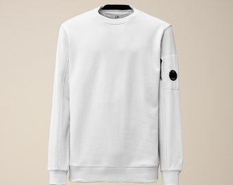 C.P. Sweat-shirt Diagonal Rehaussé En Molleton Blanc