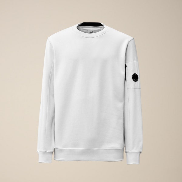 C.P. Company Diagonal Raised Fleece Sweatshirt White