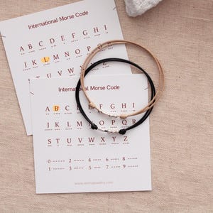 Ensemble de bracelets pour couple INITIAL personnalisés code Morse : argent sterling image 4