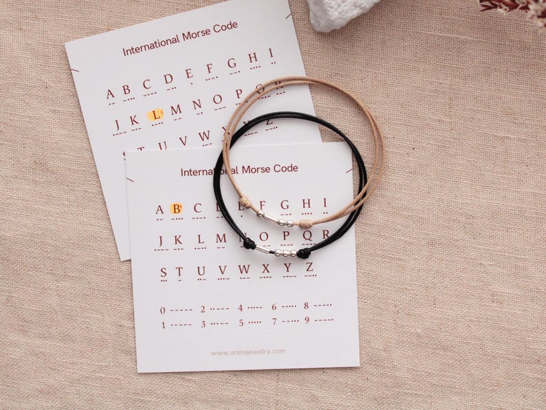 Ensemble de bracelets pour couple INITIAL personnalisés code Morse : argent sterling image 4