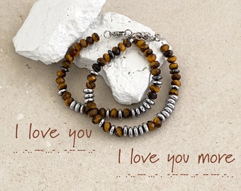Couples Bracelet Morse Code I love you (more) - Valentines Day Gift for Couple