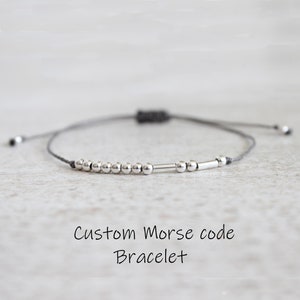 Custom Morse Code Silver Bracelet for Women - Step Mom Gift - 1st Mothers Day Gift - Baby Name Bracelet - Soul Sister Bracelet