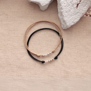 Ensemble de bracelets pour couple INITIAL personnalisés code Morse : argent sterling image 3