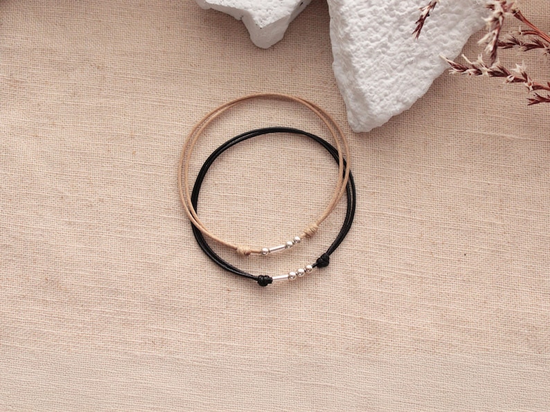 Ensemble de bracelets pour couple INITIAL personnalisés code Morse : argent sterling image 3