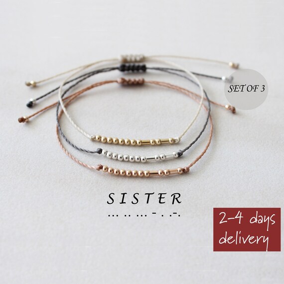 Sisters Bracelet Sister Gift Morse Code 