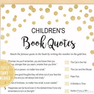Children&#39;s Book Trivia Game – Printable Baby Shower Game – Virtual Baby Shower Games – Zoom Baby Shower – Gender Neutral Baby Shower