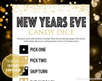 New Years Eve Candy Dice Game | Printable NYE Party (Digital Download)