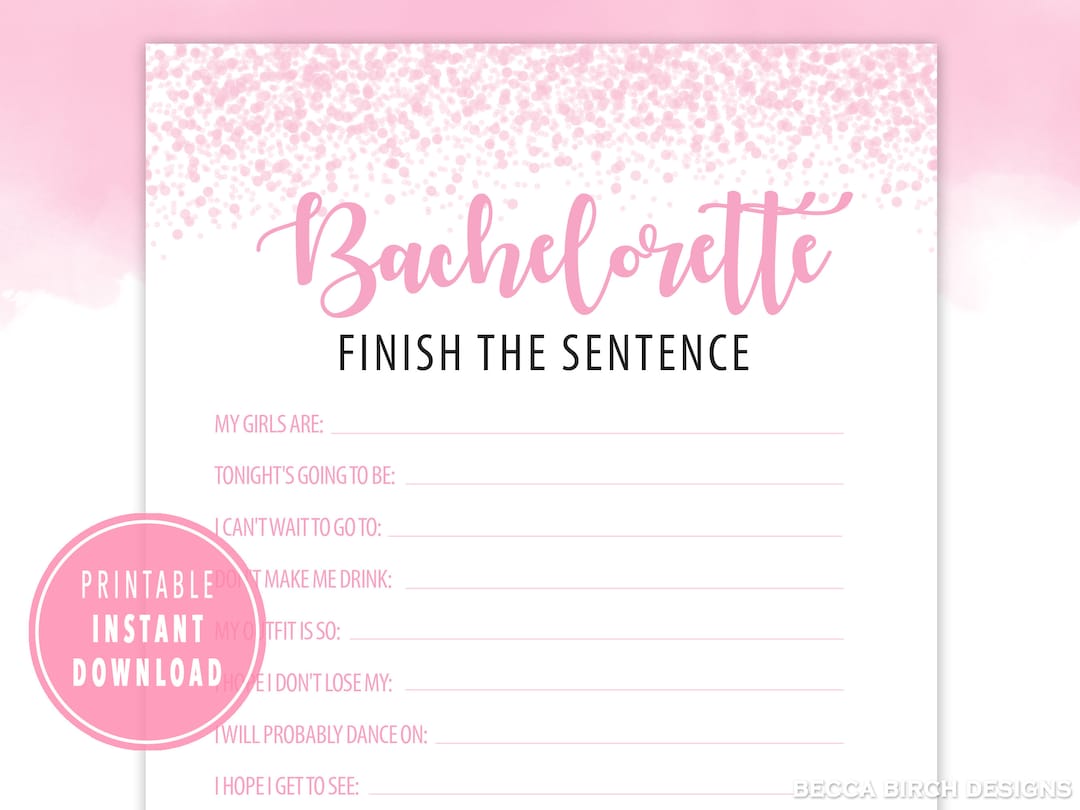Finish the Bachelorette's Sentence - Printable Bachelorette Game ...