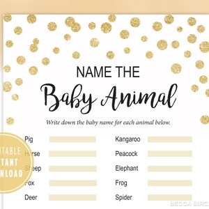 Name the Baby Animal Trivia Game - Printable Baby Shower Game - Virtual Baby Shower - Gender Neutral Baby Shower - Zoom Baby Shower