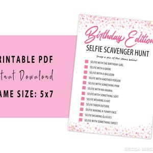 Teen Selfie Scavenger Hunt Game Virtual Birthday Party Sweet 16 Tween Birthday Party Zoom Birthday Game Birthday Girl Games image 2