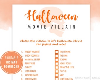Halloween Movie Game – Printable Halloween Games – Classroom Printable Game – Halloween Party – Halloween Movie Night – Instant Download