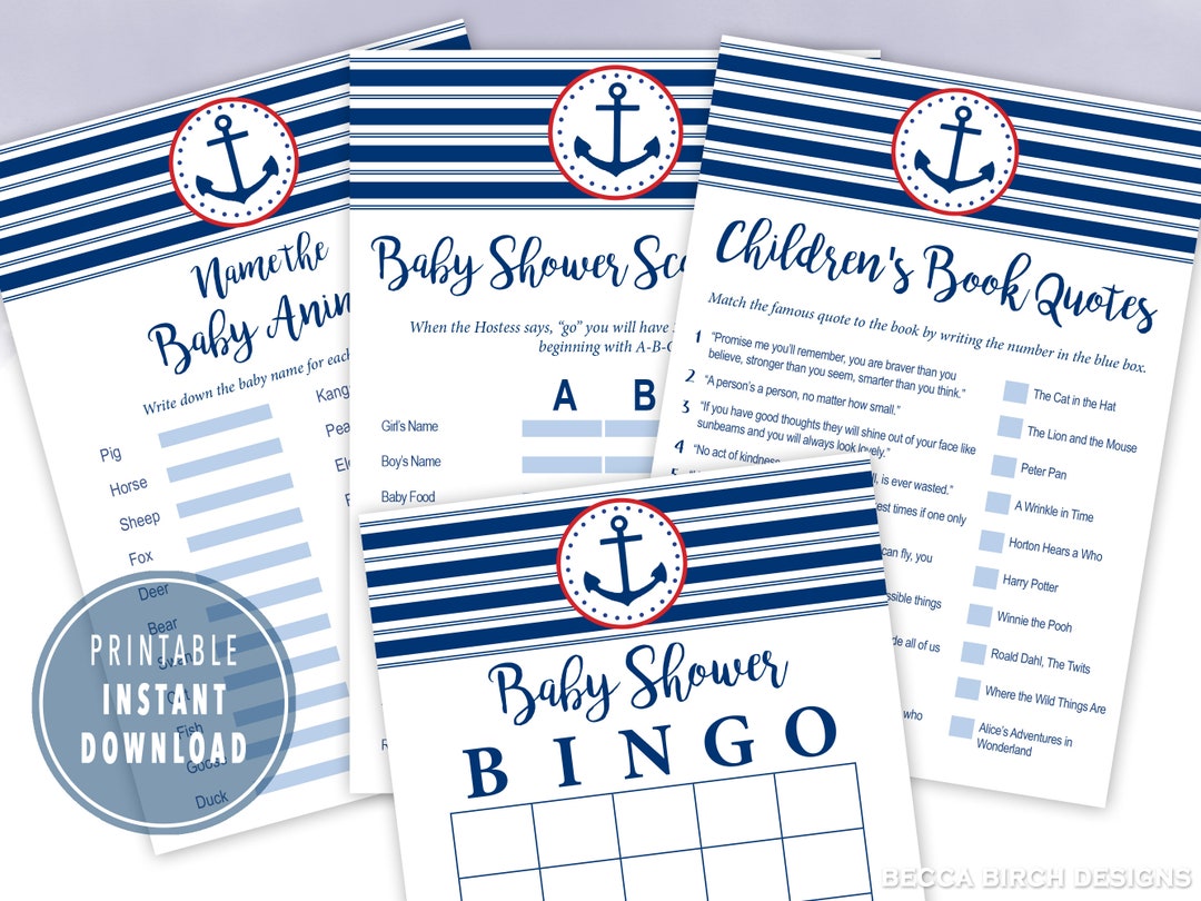 Printable Nautical Baby Shower Games - Baby Boy Shower - Budget Baby ...