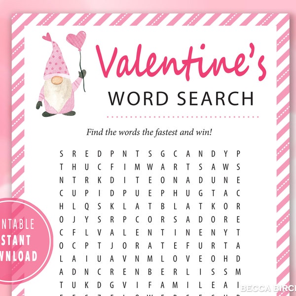 Valentine's Word Search Game | Valentine's Day Games For Kids | V-Day Games | Teen Valentines Day | Valentine's Day Classroom Activity