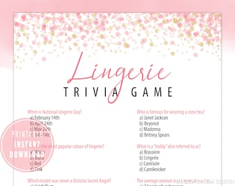 Lingerie Trivia Game - Bachelorette Party Game - Bridal Shower Game - Lingerie Party - Hen Night - Virtual Bachelorette - Printable