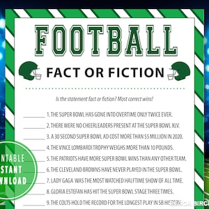 Football Fact or Fiction | Super Bowl Games For Kids, Teens and Adults | Football Trivia Game | Football Sunday | Super Bowl Party