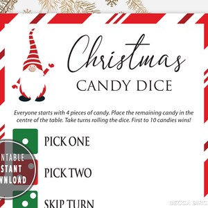 Christmas Candy Dice Game - Christmas Party Games For Kids and Adults - Printable Game - Classroom Game - Christmas Party - Fun Activity