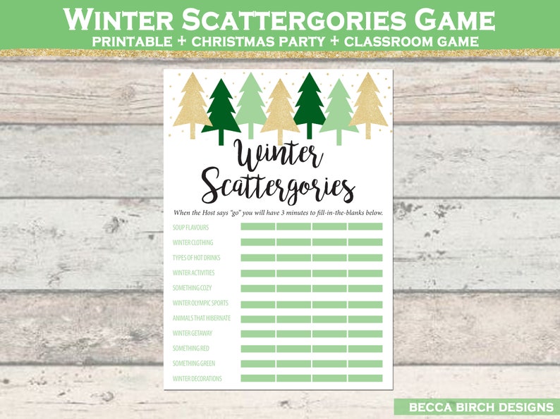 winter scattergories list