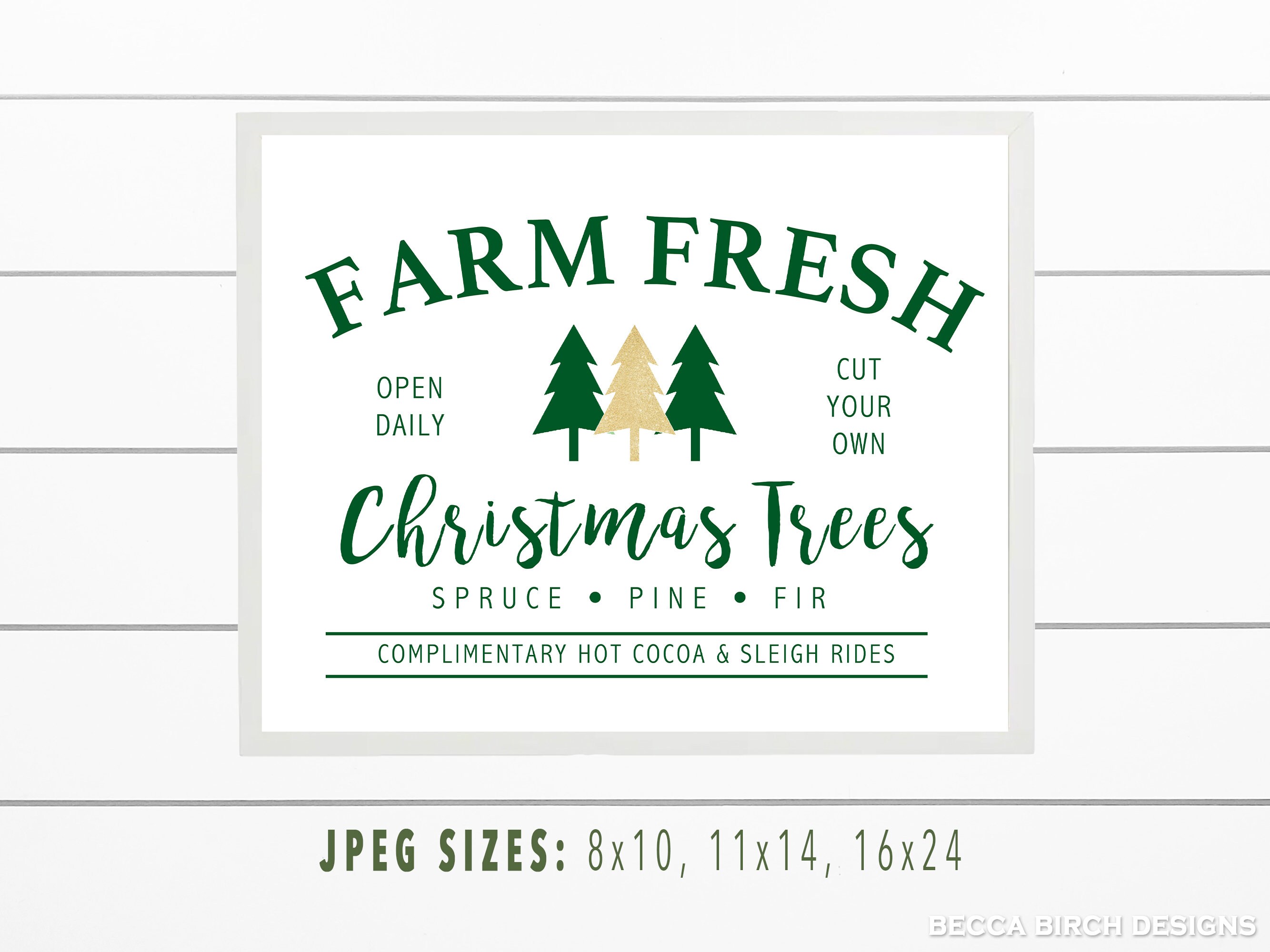 Christmas Tree Farm Wall Art Digital Download Printable Hygge Style