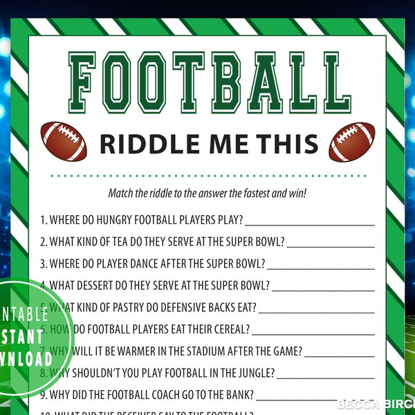 Football Riddle Me This Game | Super Bowl Games For Kids, Teens and Adults | Football Riddle Game | Football Trivia | Super Bowl Party