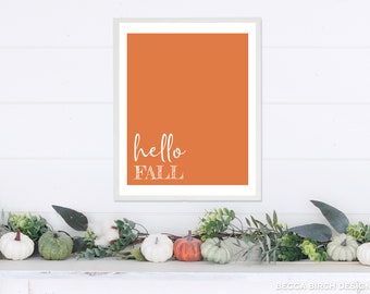 Hello Fall Print - Digital Download - Printable - Instant Download - Fall Theme - Fall Art - Autumn Decor - Fall Decor