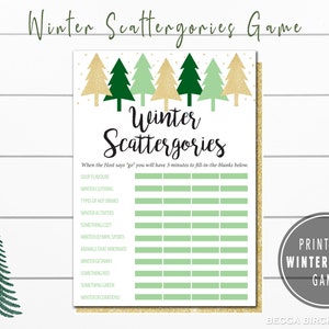 Winter Scattergories Game - Birthday Games - Classroom Game - Winter Games - Instant Download - Printable